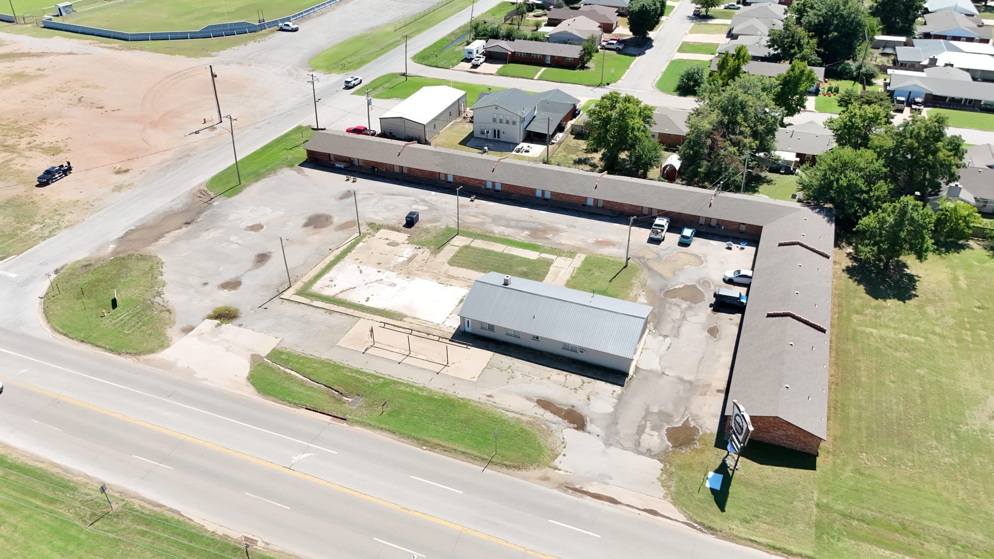 The three-bedroom house at Sawmill Lodges in Hennessey, OK